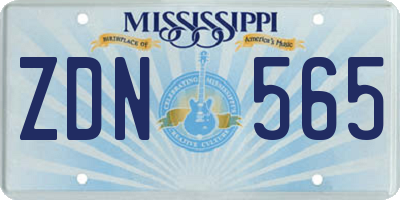 MS license plate ZDN565
