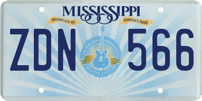 MS license plate ZDN566