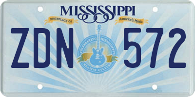 MS license plate ZDN572