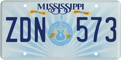 MS license plate ZDN573