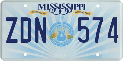 MS license plate ZDN574