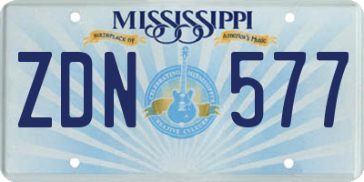 MS license plate ZDN577