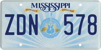 MS license plate ZDN578