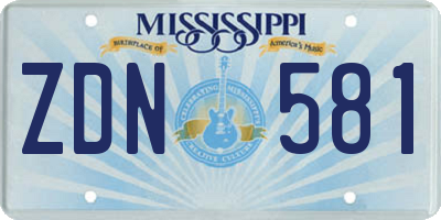 MS license plate ZDN581