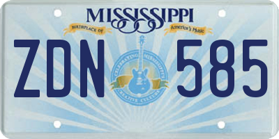 MS license plate ZDN585