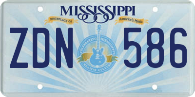 MS license plate ZDN586