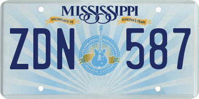 MS license plate ZDN587
