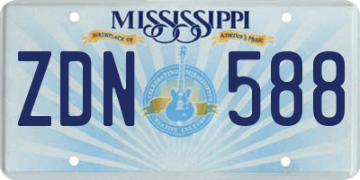 MS license plate ZDN588
