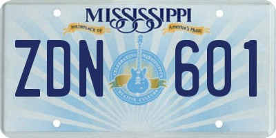 MS license plate ZDN601