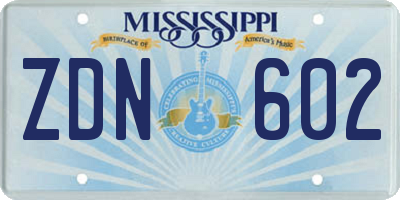 MS license plate ZDN602