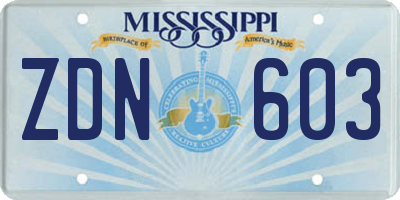 MS license plate ZDN603