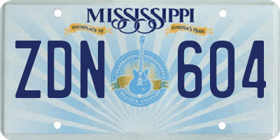 MS license plate ZDN604