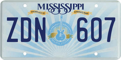 MS license plate ZDN607