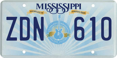 MS license plate ZDN610