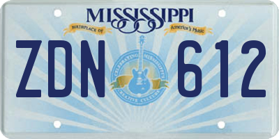 MS license plate ZDN612