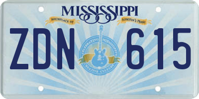 MS license plate ZDN615