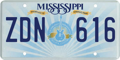 MS license plate ZDN616