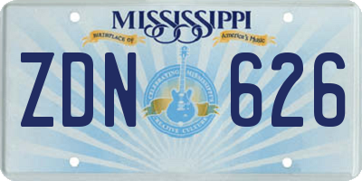 MS license plate ZDN626