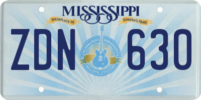 MS license plate ZDN630