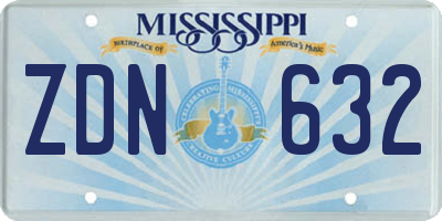 MS license plate ZDN632