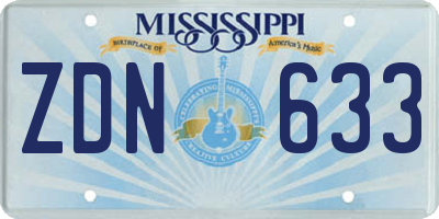 MS license plate ZDN633