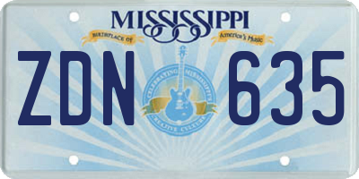 MS license plate ZDN635