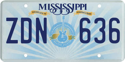 MS license plate ZDN636