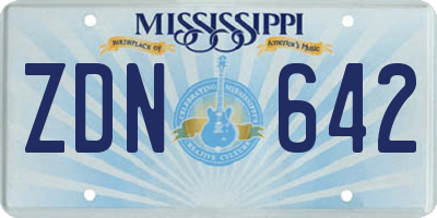 MS license plate ZDN642