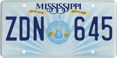 MS license plate ZDN645