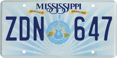 MS license plate ZDN647