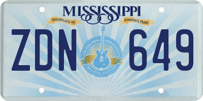 MS license plate ZDN649