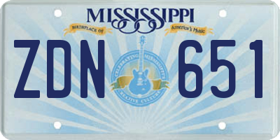 MS license plate ZDN651