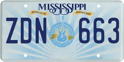 MS license plate ZDN663