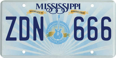 MS license plate ZDN666