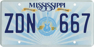 MS license plate ZDN667