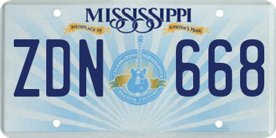MS license plate ZDN668