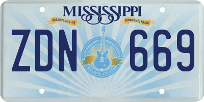 MS license plate ZDN669