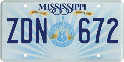 MS license plate ZDN672