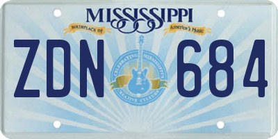 MS license plate ZDN684