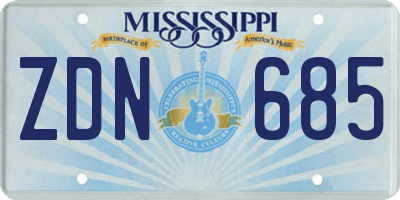 MS license plate ZDN685