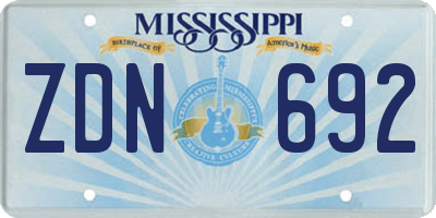 MS license plate ZDN692