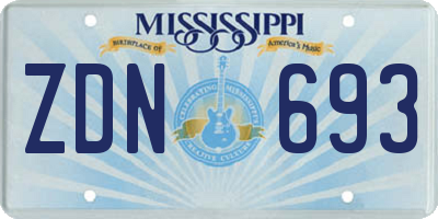 MS license plate ZDN693