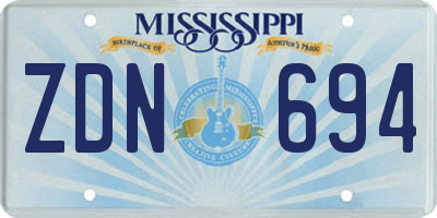 MS license plate ZDN694