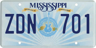 MS license plate ZDN701