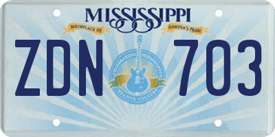 MS license plate ZDN703
