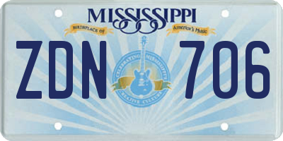 MS license plate ZDN706