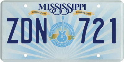 MS license plate ZDN721