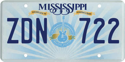 MS license plate ZDN722
