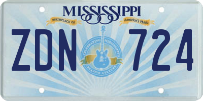 MS license plate ZDN724