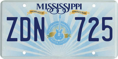 MS license plate ZDN725